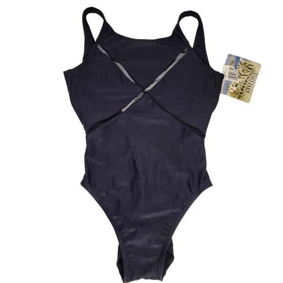 Anne Cole Collection One Piece Swimsuit Black with Mesh Size 6 NWT - Picture 1 of 14
